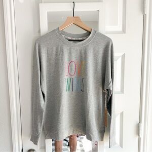 Rae Dunn Love Wins Rainbow Sweatshirt Size Medium